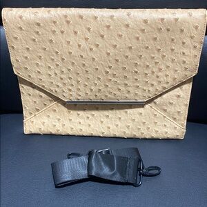 Merona Tan Clutch with Black Strap